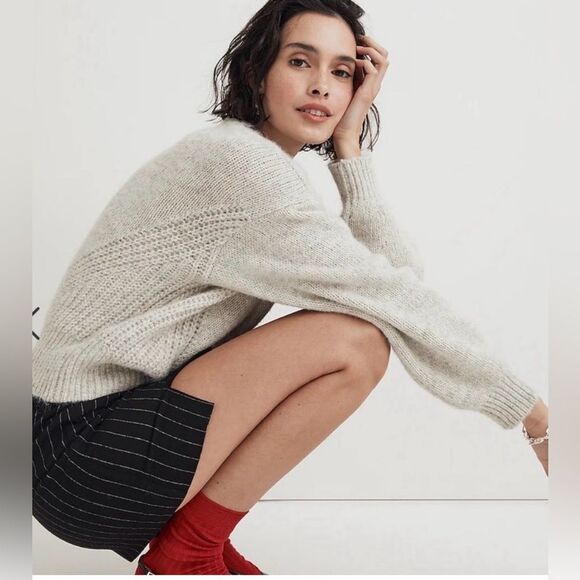 Madewell Wool Blend Crewneck Wedge Long Sleeve Sweater XS - Picture 2 of 8